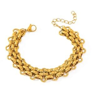 Chunky Gold Woven Link Statement Bracelet